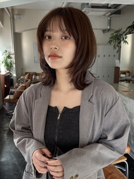 ガーランドギンザ(Garland Ginza) レイヤーボブカット ウルフボブ ミルクティーブラウン