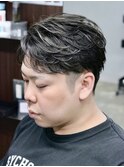 フェザーパーマ フェザーショート ハイライト メッシュ 白髪