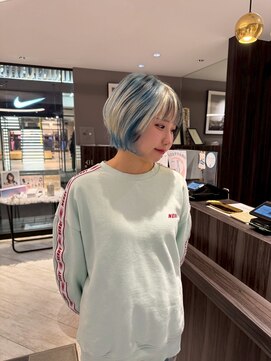 アース エレガンス 吉祥寺店(EARTH Elegance) ホワイトブロンド×スカイブルー