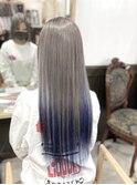 #グラデーション#ディープブルー#プルエクステ