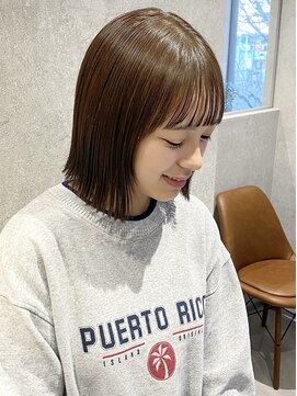 ラミエバイメルト 下北沢(lamie by melt) 花田切りっぱなしボブグレージュブリーチなしカラー下北沢顔周り