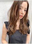 【添田ハイライト ローライトアッシュブラウンロング毛先パーマ