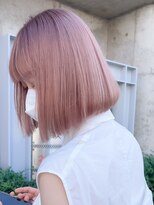 タイドヘア 茨木店(TIDE HAIR) ピンクベージュ×切りっぱなしボブ
