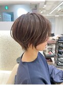 ショートボブ髪型20代30代40代50代前髪あり前髪なし面長【橋本】