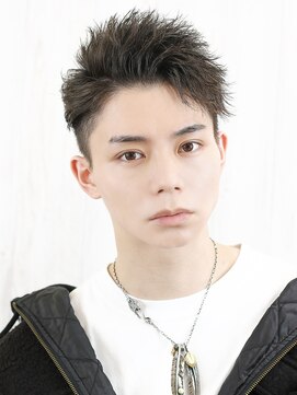 ベーア(Bar) 短髪サイドパートアップバングツイストスパイラルパーマ