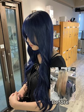 コワファースト長崎シャンプーボーイ 2nd(COIFF1RST 長崎 SHAMPOO BOY) 長崎 ケアブリーチ 韓国ヘア ネイビーブルー