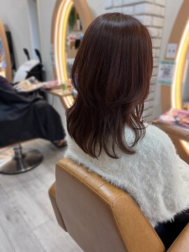 アドラーブル けやき通り店(adorable) 韓国ミディアムレイヤー大人かわいい艶カラー20代30代40代