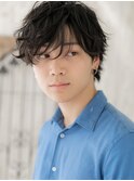 モテ抜け感ランダム前髪パーマの黒髪ラフマッシュ仙台愛子