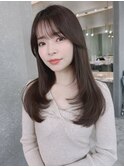 メルティカラーフェミニンロング似合わせカット韓国ブリーチなし