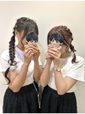 ペアで！！ハートがかわいいツイン編み込みアレンジ☆