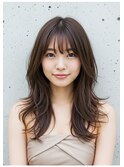 レイヤーボブハイライトブリーチレイヤーハイトーングレージュ