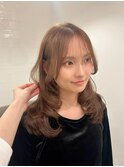 ◎韓国ヘアー顔周りレイヤーおくれ毛ミディアム前髪新潟長岡宮関