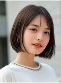 内巻きボブ×ツヤ感ストレート