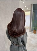 サラツヤロングベージュカラーブリーチしない透明感カラー