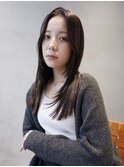 ロングレイヤーカット顔周りレイヤーウルフハッシュカット韓国