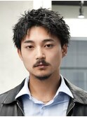 スパイキーショートパーマメンズカットアップバングルーズパーマ
