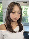 ミディアムハッシュレイヤーカットモカベージュピンクグレージュ