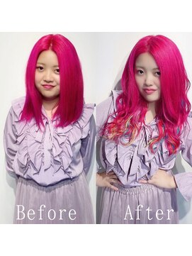 エクステ専門店あるじゃんすー 宇都宮店 ピンクレインボー#シールエクステ#ラフウェーブ#宇都宮