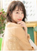 ★斜めバンググレージュカラー小顔ゆるふわボブ20代30代40代★9