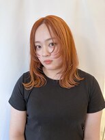 サラビューティーサイト 志免店(SARA Beauty Sight) 【KANATA】20代30代外ハネミディアム×ジューシーオレンジ
