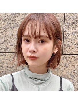 ラフ フロム ガーデン(Laf from GARDEN) ボブ/レイヤーカット/ウェットヘア/オレンジベージュ/小顔ヘア