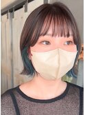 ターコイズブルー/インナーカラー/イヤリングカラー/裾カラー