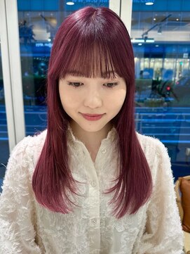 ガーデンヨコハマ(GARDEN YOKOHAMA) チェリーピンクブリーチニュアンスワイドバングレイヤーカット