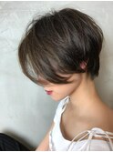 前下りショート[切りっぱなしボブピンクブラウンベリーショート]
