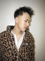 BURGメンズカットアップバングスパイキーショートスキンフェード