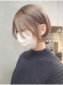 横浜ショートボブ韓国丸みショートカットミルクティーベージュ