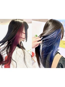 トレンドのインナーカラー、イヤリングカラー、大人女性に明るい白髪染め、ハイライトの白髪ぼかしで可愛く