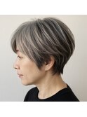 アッシュベージュ/ハイライト/白髪ぼかし
