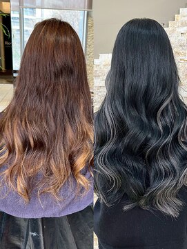 アンククロス 表参道(ANKH CROSS) 【ビフォーアフター】シールエクステ×カラー デザインカラー