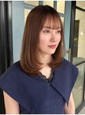 小顔内巻きワンカールレイヤーロブココアベージュオリーブグレー