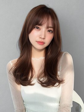 ブラウンベージュ 顔周りカット 20代 小顔カット 髪質改善 艶髪