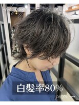 アンドグレイ 千葉船橋店(and gray.) 白髪率80%細め多め白髪ぼかしハイライト
