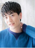 20代30代アッシュブラックフェザーパーマ短髪ショートZ草加