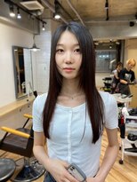 オーガニック リブ 川越(organic+live) ブリーチなしカラー◎ロング黒髪顔周りレイヤー韓国風小顔