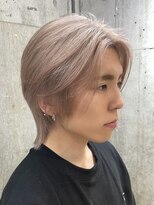 メンズブリーチカラーシースルーマッシュ韓国風センターパート