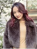 ミルクティーブロンドダークブルーワンホンレイヤーカット