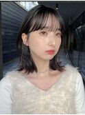 切りっぱなし外ハネボブワイドバング美髪イメチェン黒髪