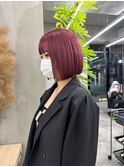 【GEEKS渋谷】ボブ/赤/秋カラー/艶カラー/切りっぱなしボブ/20代