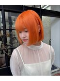 ボブ／ブリーチカラー／渋谷