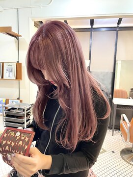 ニコ トウキョウ 渋谷(nico TOKYO) ダブルカラーチェリーレッドピンクブラウン韓国レイヤーロング