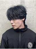 シースルーマッシュウルフフェザーパーマ黒髪韓国ヘア