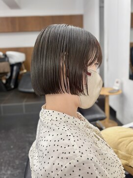 シベルバレー 横浜(sibell) ▽丸みショートボブ顔周りカットレイヤーボブオリーブグレージュ