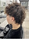□カルマパーマ#ベリーショート#ウルフ＃アッシュブラック