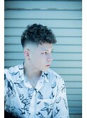 ツイストスパイラルマッシュパーマツーブロックスキンフェード