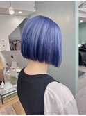 ブルー*前下がりボブ