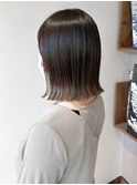 前髪アンブレラカラーこなれミディイメチェンウェーブパーマ